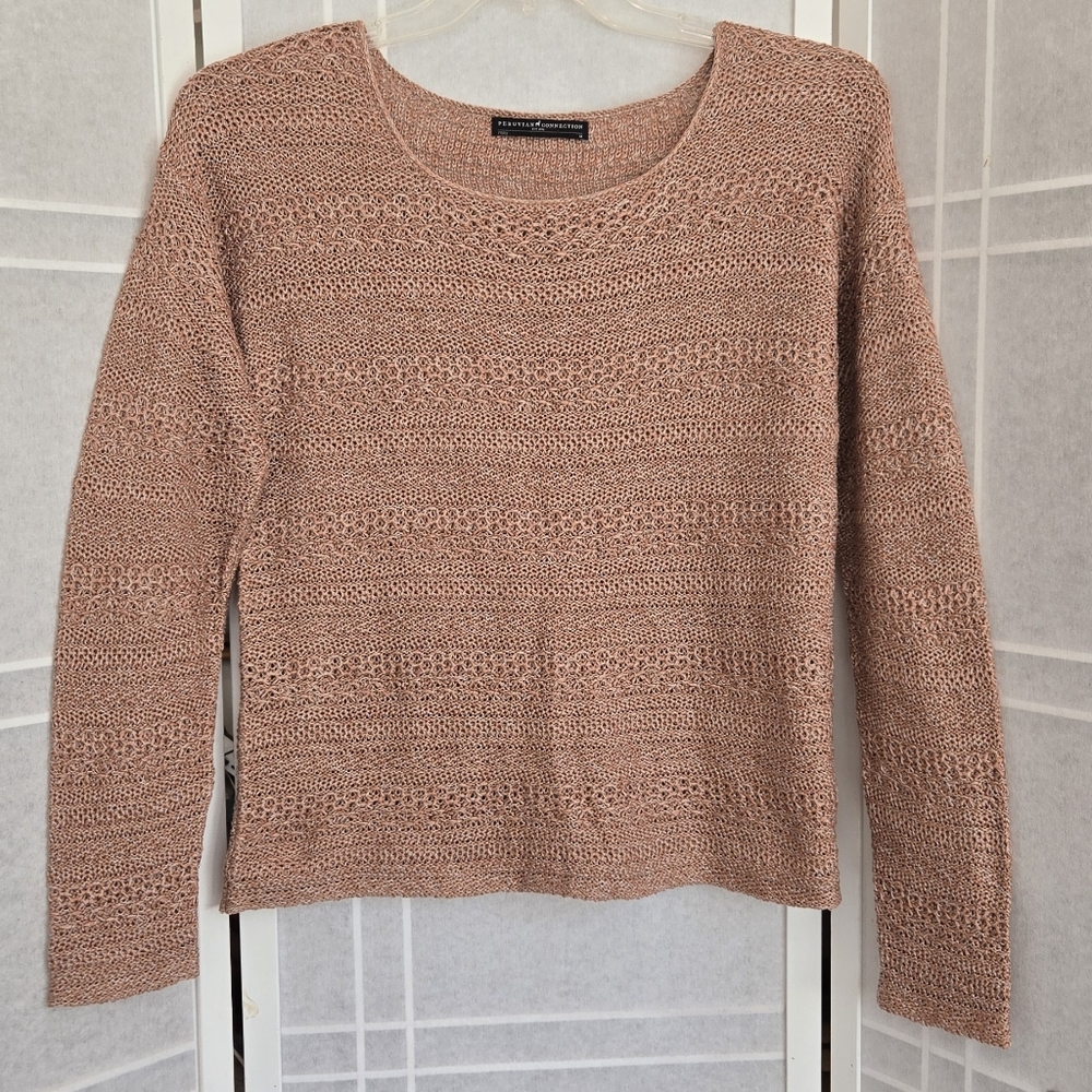 NWOT. Peruvian Connection Blush Textured Pima Cotton Sweater
